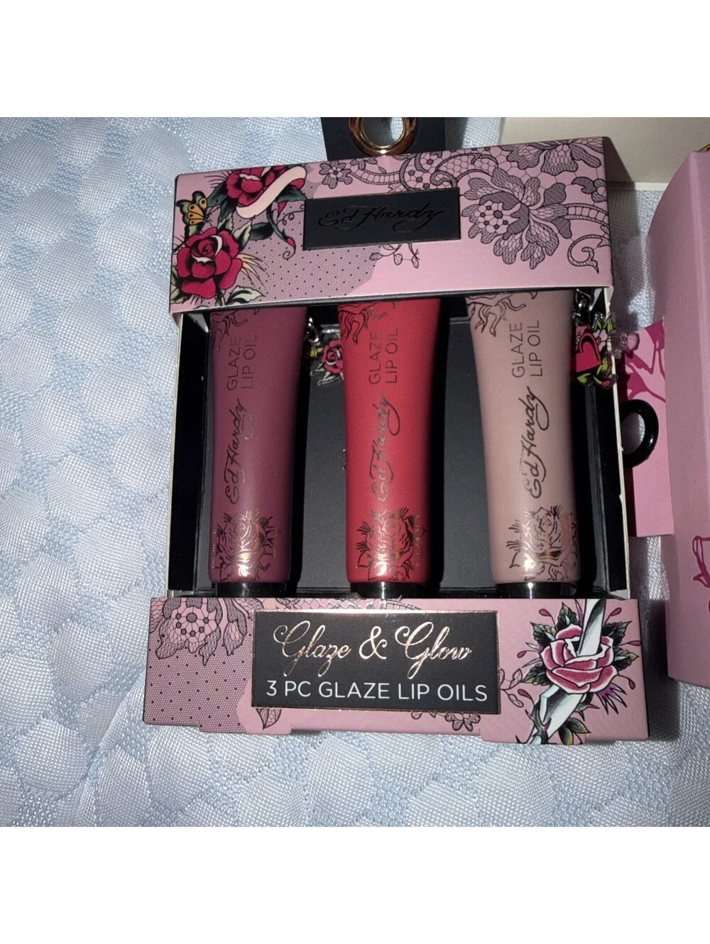 Ed Hardy lip Gloss, lip stick, lip Oils Bundle
